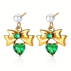 Bow and hearts Earrings 18K Gold Plated